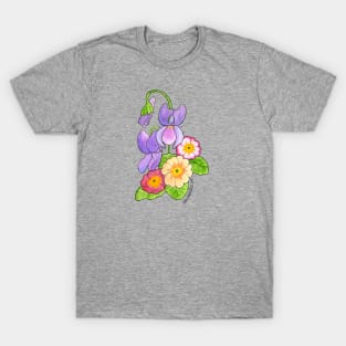 February Birth Flower - Violet and Primrose T-Shirt